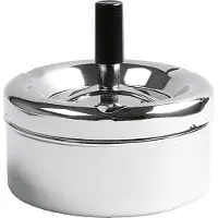 B2X Ronde draaiasbak/terras asbak zilver RVS 12 x 12 x 7 cm - Asbakken