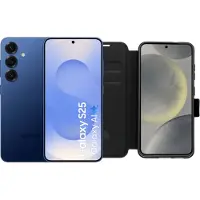 Samsung Galaxy S25 128GB Donkerblauw 5G + BlueBuilt Book Case Zwart