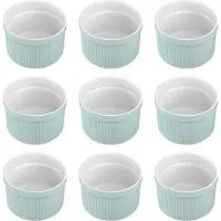 Intirilife 6-delige set soufflévormen bakvorm van porselein in lichtblauw met afmetingen van 7.8 x 4.6 cm