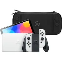 Nintendo Switch OLED Blanc + BlueBuilt Housse de Protection