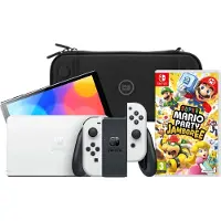 Nintendo Switch OLED Blanc + Mario Party Jamboree + BlueBuilt Housse de Protection