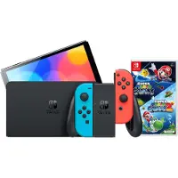Nintendo Switch OLED Bleu/Rouge + Super Mario Galaxy 1+2