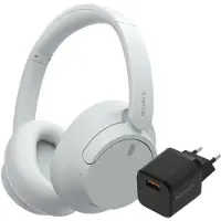 Sony WH-CH720N Wit + BlueBuilt Quick Charge Oplader met Usb A Poort 18W Zwart