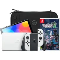 Nintendo Switch OLED Blanc + Légendes Pokémon : Z-A + BlueBuilt Housse de Protection
