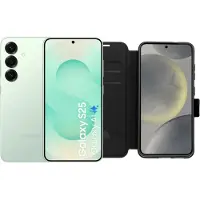 Samsung Galaxy S25 256GB Mint 5G + BlueBuilt Book Case Zwart