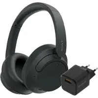 Sony WH-CH720N Zwart + BlueBuilt Quick Charge Oplader met Usb A Poort 18W Zwart