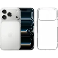 Apple iPhone 17 Pro 256 Go Argent + BlueBuilt Protective Back Cover Transparent