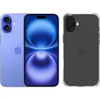 Apple iPhone 16 Plus 128GB Blauw + BlueBuilt Protective Back Cover Transparant