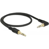 DeLOCK 3,5mm Jack stereo audio slim kabel kabel met extra ruimte - haaks / zwart - 0,50 meter