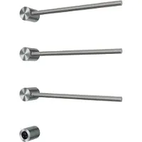 Hotbath &More RARH50 Rails Round handoekwarmerset 50cm met 3 stangen en schakelaar geborsteld nikkel
