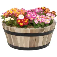 Mega Collections Plantenbak/bloempot Barrel - acacia hout - bruin - D46 x H28 cm