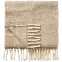 Ib Laursen Plaid sand melange met franjes