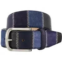 Lindenmann riem blauw met strepen leer