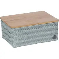 Handed By - Opbergmand met deksel - Mand - Opberger - Speelgoedmand - Woonkamer - Kinderkamer - Babykamer - Top Fit medium high - grijsgren - eucalyptus