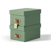 Leitz Puro kleine opbergdoos karton met leren handvaten groen (2 stuks)