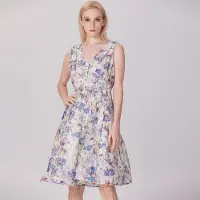 Smart & Joy Mouwloze thee-organza-jurk met bloemenprint