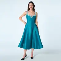 Smart & Joy Cocktailjurk met hartvormig decolleté en kralen