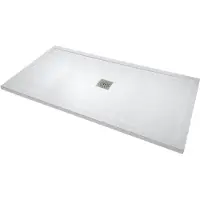 Linie Lido douchebak 160 x 90 cm composietmarmer mat wit leisteenstructuur