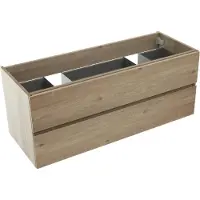 Storke Edge zwevende wastafelonderkast 120 x 46 cm ruwe eik 2 lades 2 sifonuitsparingen