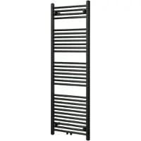 VIPERA Kanza enkele handdoekradiator 50 x 150 cm centrale verwarming mat zwart zij- en middenaansluiting 842W
