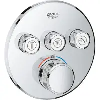 GROHE Grohtherm SmartControl thermostaat, kant-en-klaar set met 3 afsluitventielen, rond model