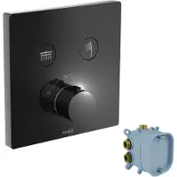 Blaufoss Smartbox Switch-Line inbouw thermostaat 2 uitgangen Glanzend Zwart incl. inbouwelement