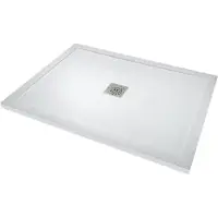 Linie Lido douchebak 120 x 90 cm composietmarmer mat wit leisteenstructuur