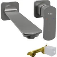 Blaufoss Bodan inbouw wastafelkraan Brushed GunMetal incl. inbouwelement