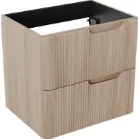 Linie Curvo zwevende wastafelonderkast 60 x 46 cm lichte eik 2 lades vert. sym. Groef
