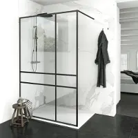 Balmani Framed Plus inloopdouche 160 x 210 cm crossed glas zwart profiel