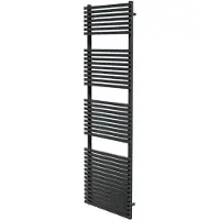VIPERA Vesuvio enkele handdoekradiator 50 x 180 cm centrale verwarming mat zwart zij- en middenaansluiting 1.232W