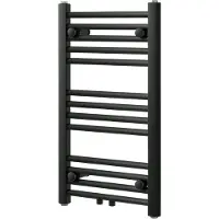 VIPERA Kanza enkele handdoekradiator 40 x 70 cm centrale verwarming mat zwart zij- en middenaansluiting 322W