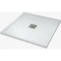 Linie Lido douchebak 80 x 80 cm composietmarmer mat wit leisteenstructuur