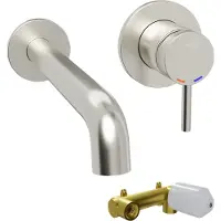 Blaufoss Round inbouw wastafelkraan Brushed CoolMetal incl. inbouwelement
