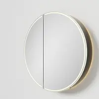 Balmani Mara spiegelkast Rond Ø 90 Mat Zwart met spiegelverlichting en anti-damp