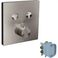 Blaufoss Smartbox Switch-Line inbouw thermostaat 2 uitgangen Brushed Coolmetal incl. inbouwelement