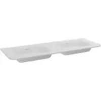 Storke Mata Soft dubbele wastafel mat witte solid surface 120 x 46 cm