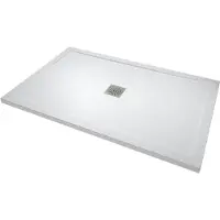 Linie Lido douchebak 140 x 90 cm composietmarmer mat wit leisteenstructuur