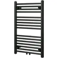 VIPERA Kanza enkele handdoekradiator 50 x 80 cm centrale verwarming mat zwart zij- en middenaansluiting 448W