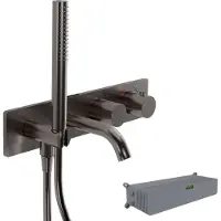 Blaufoss Round inbouw badkraan thermostatisch met handdouche Brushed GunMetal incl. inbouwelement