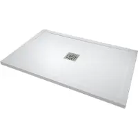 Linie Lido douchebak 120 x 80 cm composietmarmer mat wit leisteenstructuur