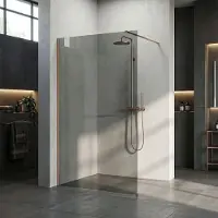 REA Walk-in Douchewand Flexi Grey / Brush Copper 130