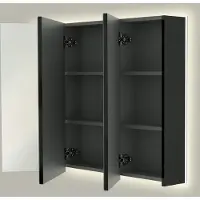Linie Montro spiegelkast 100 x 75 cm mat zwart met spiegelverlichting