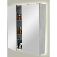 Storke Reflecta spiegelkast 75 x 75 cm beton donkergrijs met spiegelverlichting