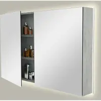 Storke Reflecta spiegelkast 120 x 75 cm beton donkergrijs met spiegelverlichting