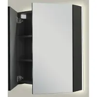 Linie Montro spiegelkast 70 x 75 cm mat zwart met spiegelverlichting