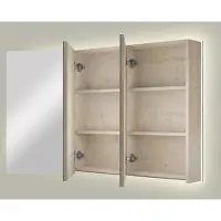 Linie Montro spiegelkast 120 x 75 cm grijze eik met spiegelverlichting