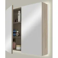 Linie Montro spiegelkast 80 x 75 cm grijze eik met spiegelverlichting