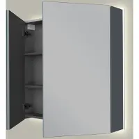Linie Montro spiegelkast 80 x 75 cm blauw antraciet met spiegelverlichting