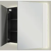 Linie Montro spiegelkast 90 x 75 cm glanzend wit met spiegelverlichting
